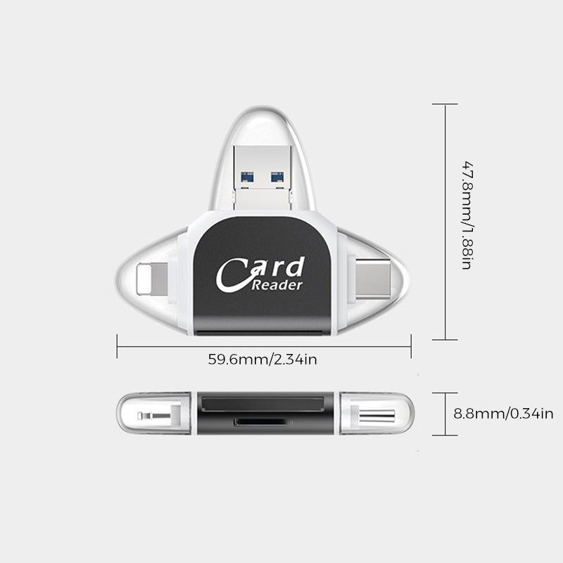Kaartlezer 4 In 1 USB C Lightning SD Micro SD USB 3.0