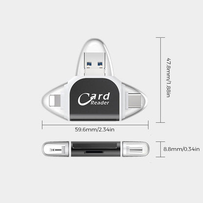 Kaartlezer 4 In 1 USB C Lightning SD Micro SD USB 3.0