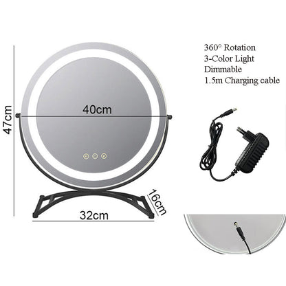 Make-up Spiegel LED Verlichting Oplaadbaar 40cm 360° Draaibaar Dimbaar 3 Lichtmodi