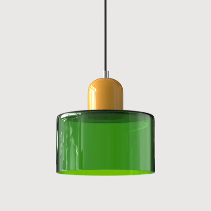 Lismeno Retro Hanglamp Glas 15cm Groen Oranje Eettafel Keuken Vintage Verlichting Compact