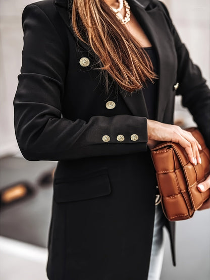 Dames Blazer Zakelijk Lange Dubbele Knoopsluiting
