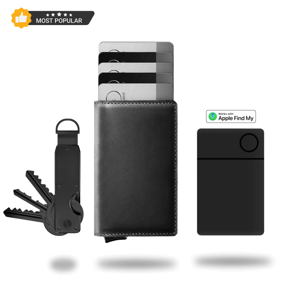 Portemonnee Leer Slim RFID Blokkering 14 Kaarten Aluminium Drukknop Handgemaakt Premium