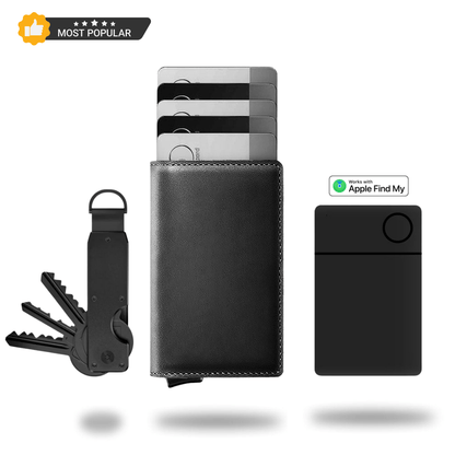 Portemonnee Leer Slim RFID Blokkering 14 Kaarten Aluminium Drukknop Handgemaakt Premium