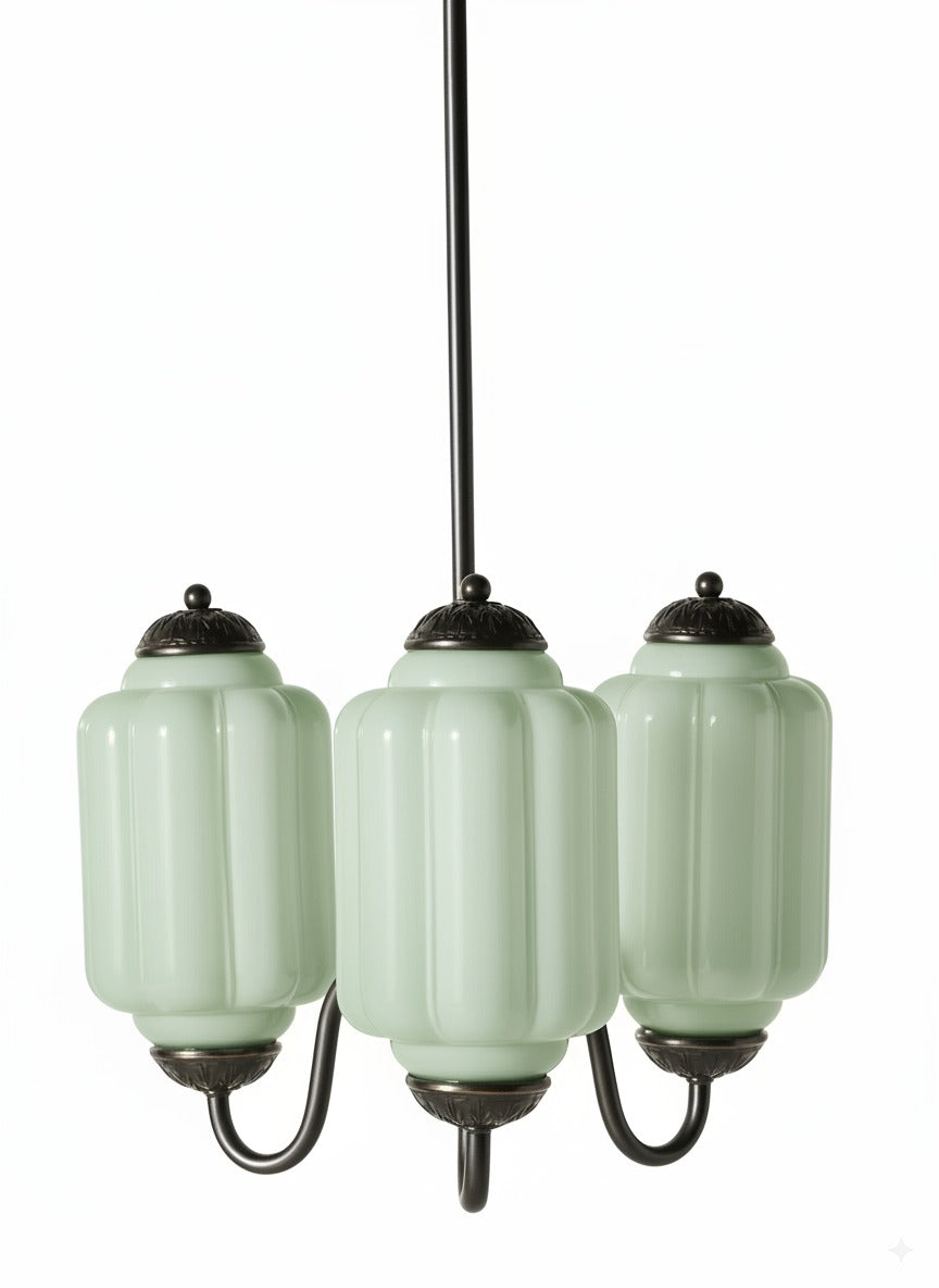 Vintage Melkglazen Hanglamp met Gegolfde Rand – Scandinavische Sfeerverlichting voor Keuken en Slaapkamer