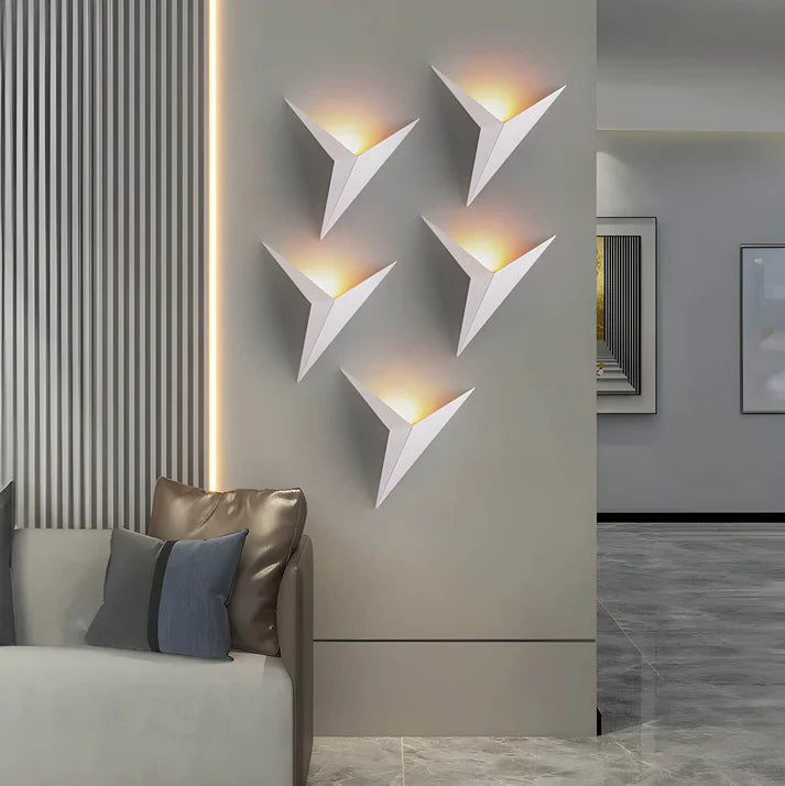 Vogel wandlamp ijzer zwart wandverlichting slaapkamer woonkamer minimalistisch design origami stijl LED