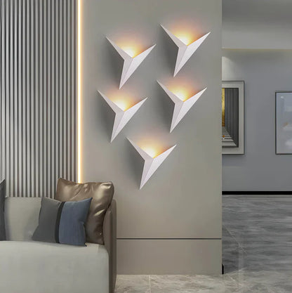Vogel wandlamp ijzer zwart wandverlichting slaapkamer woonkamer minimalistisch design origami stijl LED