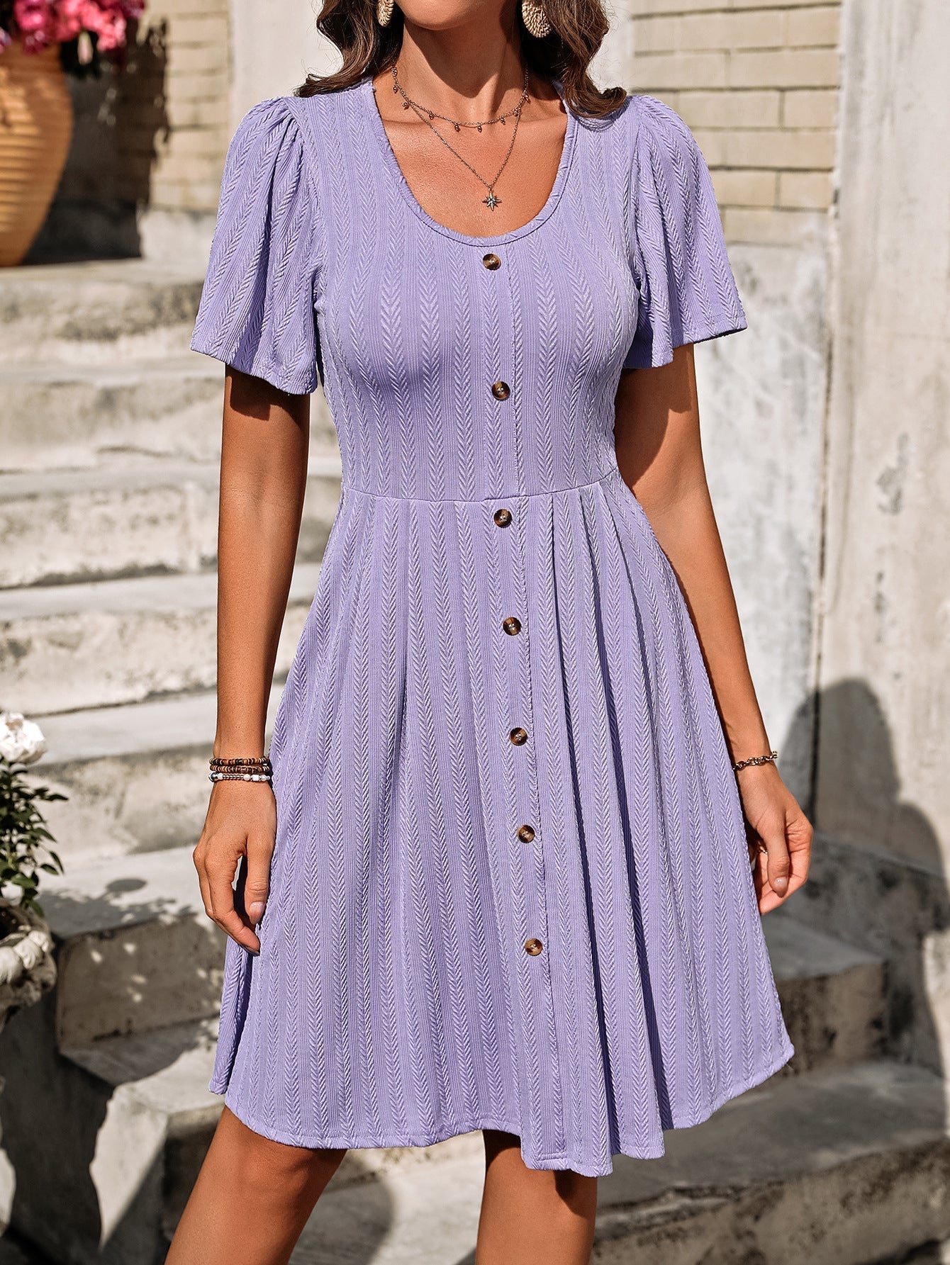 Zomerjurk Knoopdetail Casual Vrouwenjurk