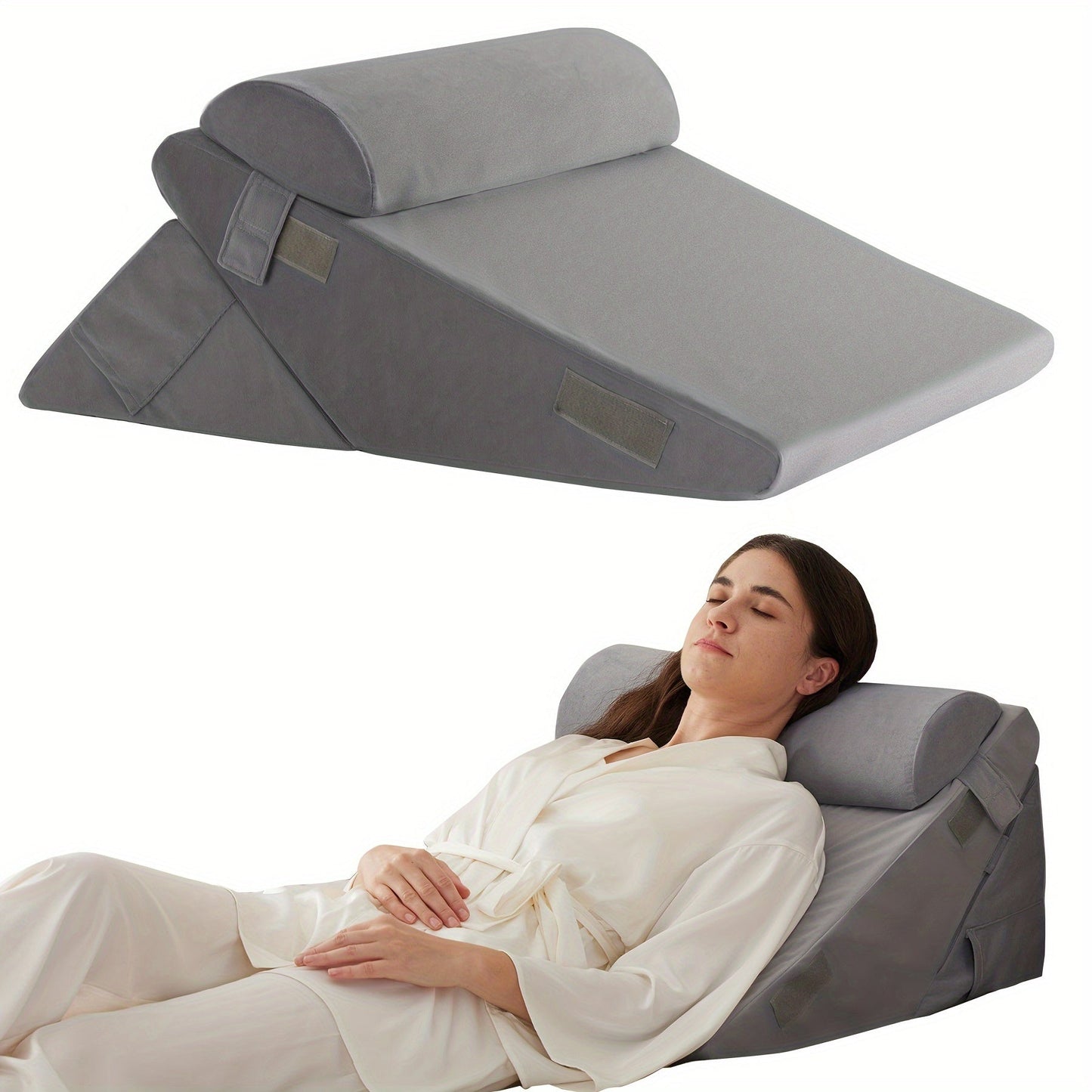 Verstelbaar Wigkussen voor Bed – Premium Memory Foam Ondersteuning Rug Benen Knieën Herstel
