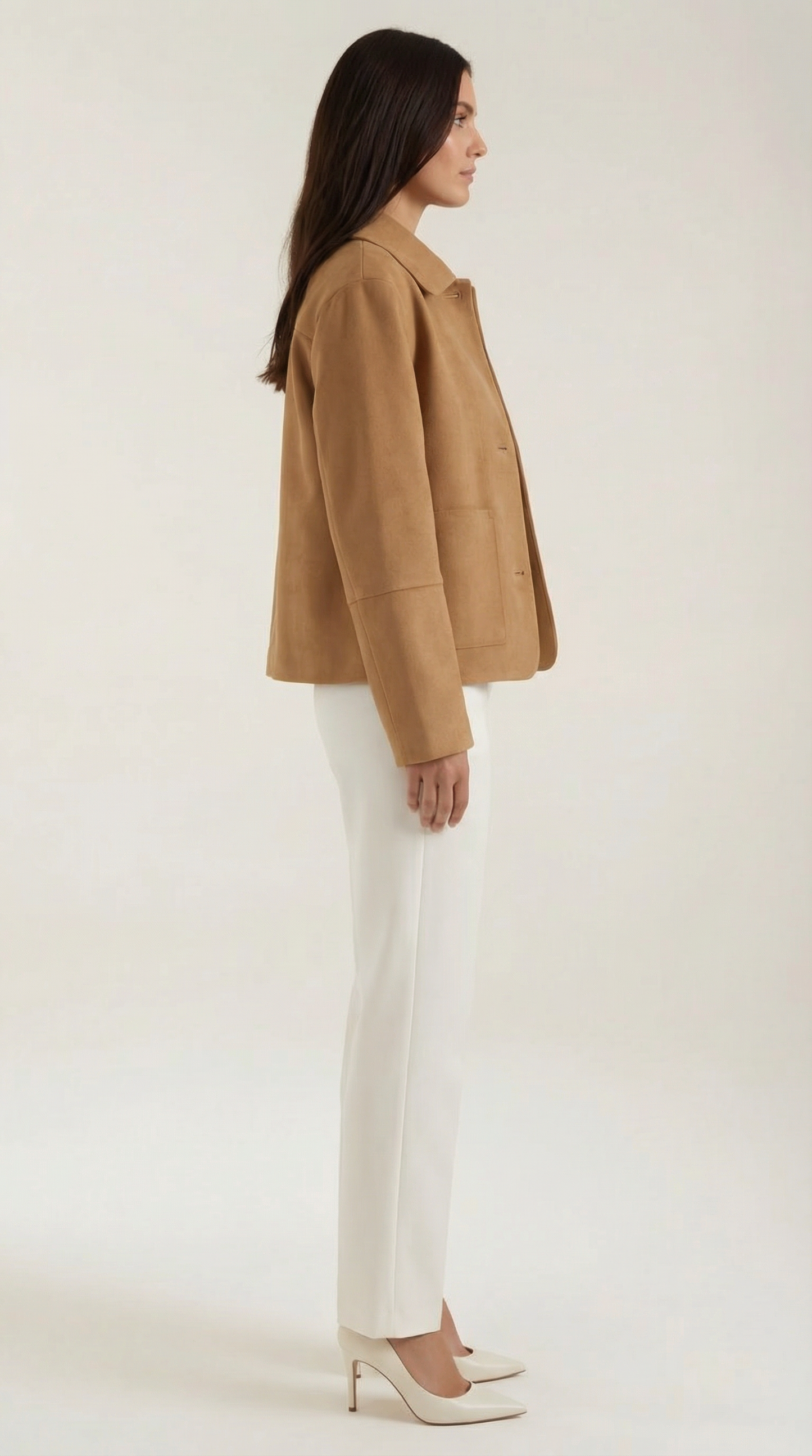 Korte Casual Jacke Met Knopen Leerlook