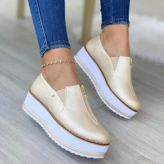 Dames Instappers Plateauzool met Rits Comfortabele Trendy Schoenen