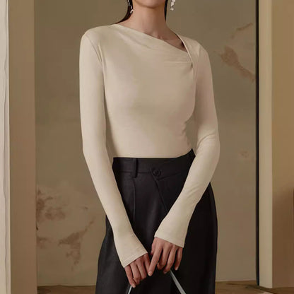 Dames Top Lange Mouwen Asymmetrische Klassieke Stijl