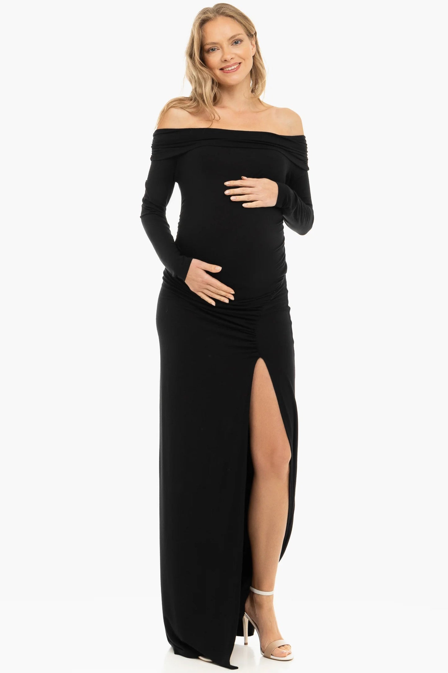 Zwangerschapsjurk Maxi Off Shoulder Elegante Zomerjurk voor Dames