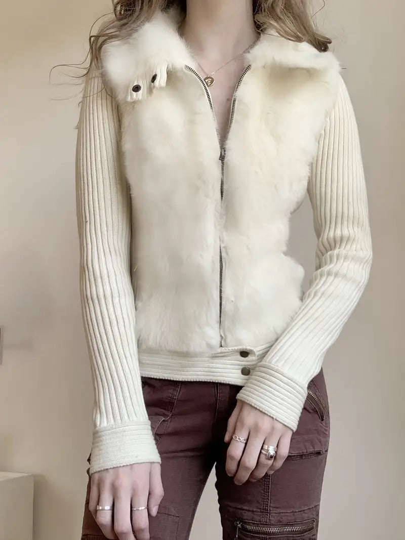 Vest met Bontkraag voor Dames Getailleerd Model