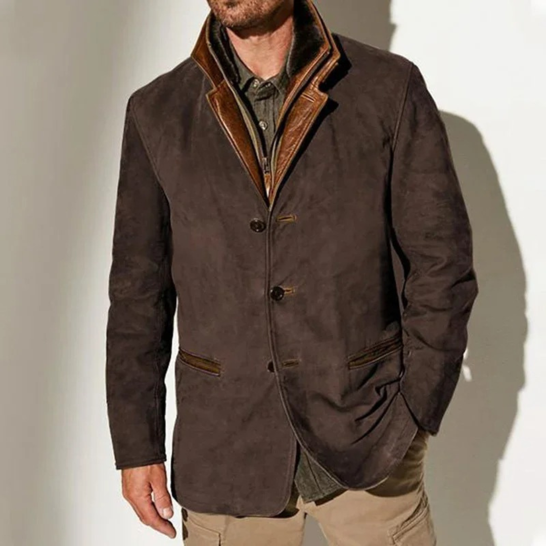 Heren Blazer Suède Donkerbruin Elegant Model