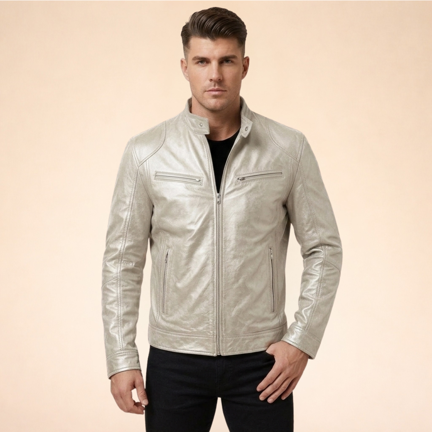Leren Jack Elegant Tijdloos Design voor Mannen