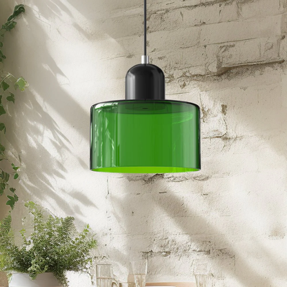 Lismeno Retro Hanglamp Glas 15cm Groen Oranje Eettafel Keuken Vintage Verlichting Compact
