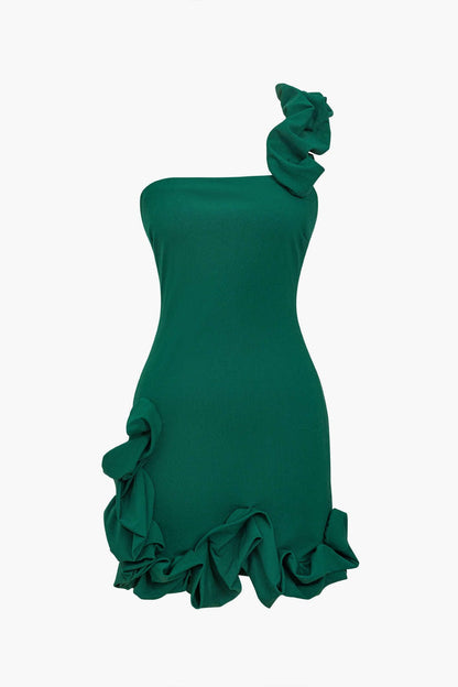 Een Mouw Bodycon Jurk met Rüschen