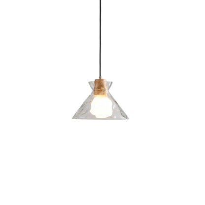 Glazen Hanglamp met Geslepen Koepel en Houten Accenten – Rustieke Eethoekverlichting