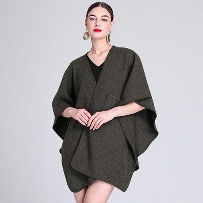 Dames Poncho Met Riem en Elegant Design