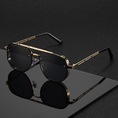 Minimalistische Metalen Zonnebril met UV-bescherming Ronde Glazen Unisex