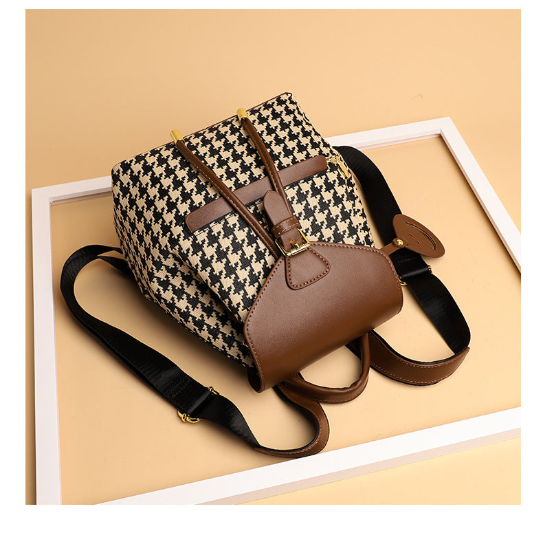 Dames Rugzak Houndstooth Patroon Stijlvol en Veelzijdig