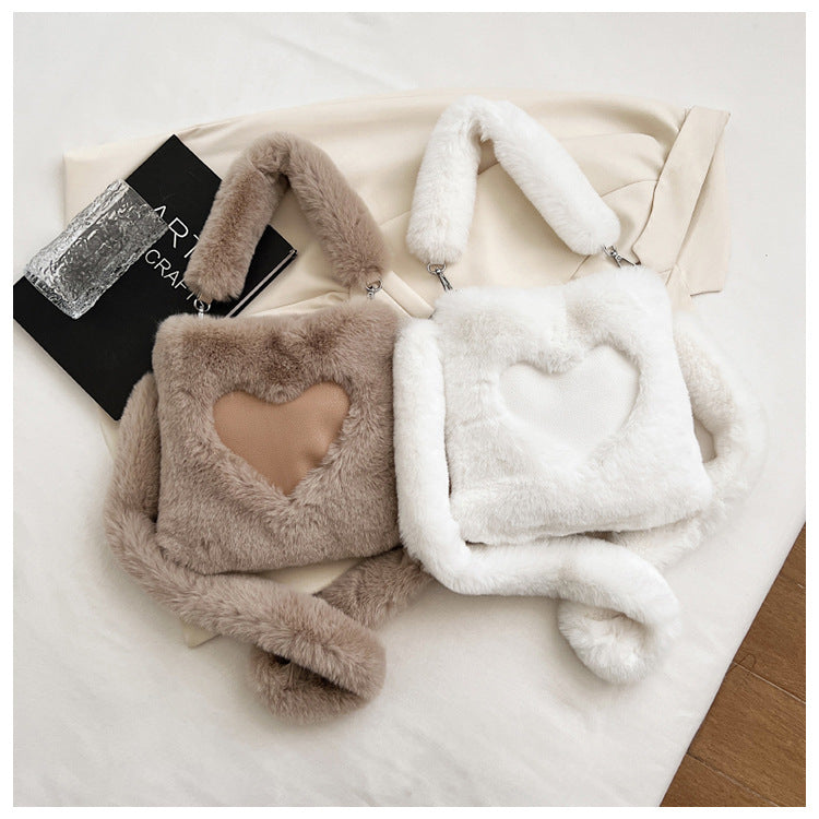 Dames Schoudertas Teddy Harten Detail Stijlvol