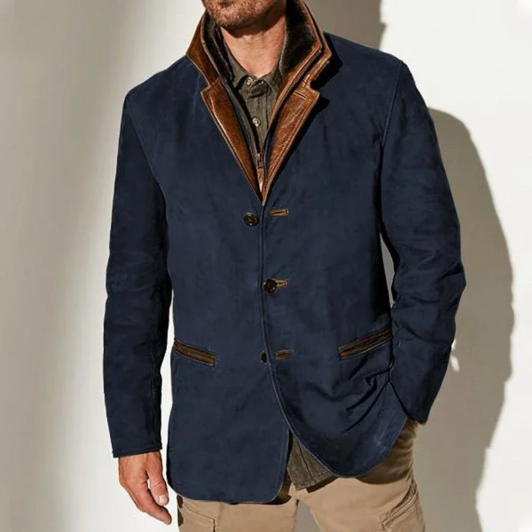 Heren Blazer Suède Donkerbruin Elegant Model