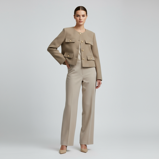 Dames Donkere Blazer Jasje Met Knopen Vintage Stijl - StudioMarella