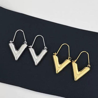 Zilveren V-Oorbellen voor Dames Retro Stijl