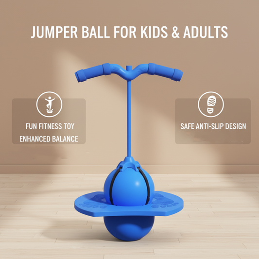 Balansbal met Handvatten voor Kinderen en Volwassenen - Springbal met Antislip Platform voor Coördinatieoefeningen en Evenwichtstraining