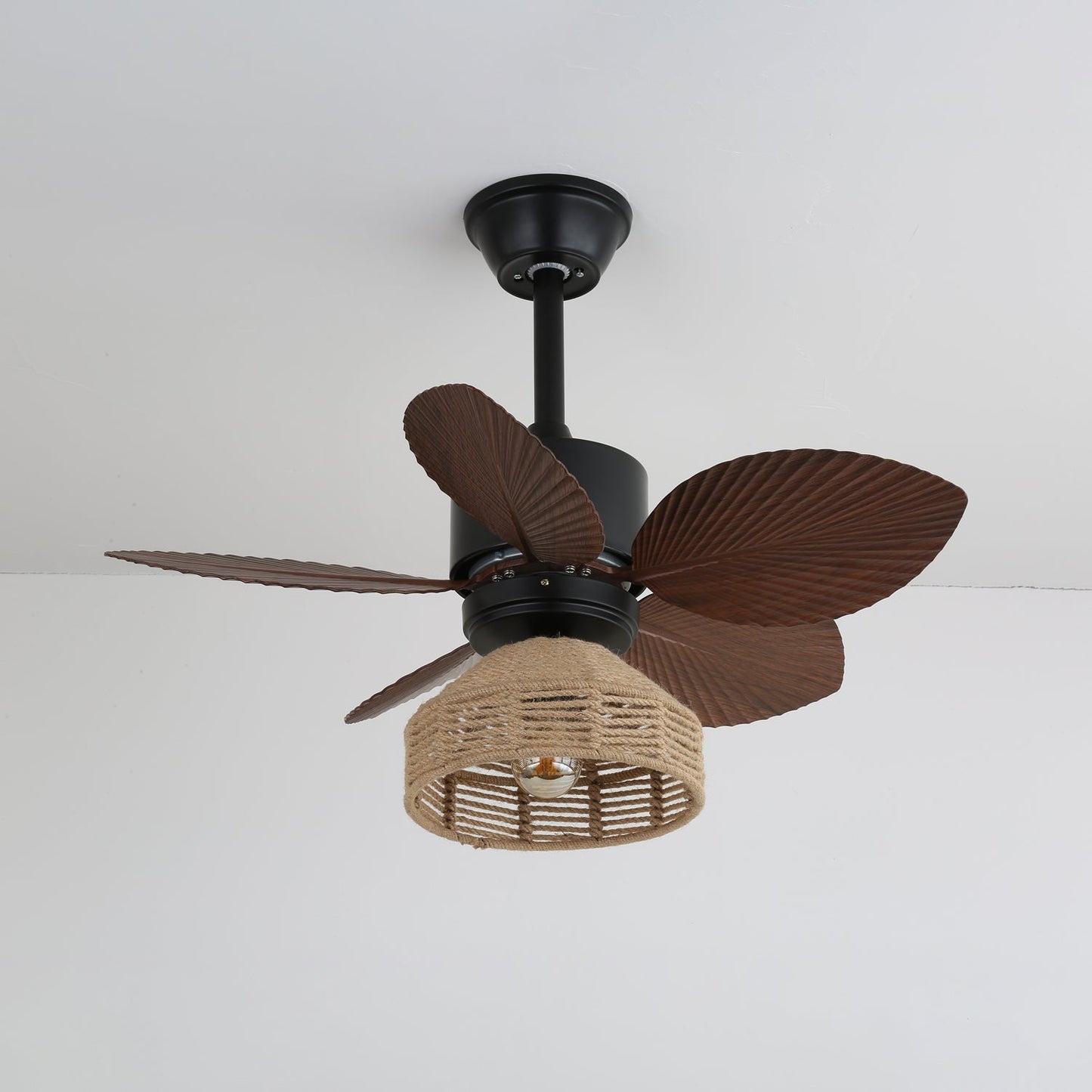 Tropische Plafondventilator met Verlichting – Rotan Afwerking Ø76 cm – Verstelbare Snelheden