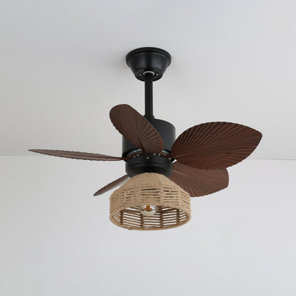 Tropische Plafondventilator met Verlichting – Rotan Afwerking Ø76 cm – Verstelbare Snelheden