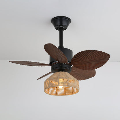Tropische Plafondventilator met Verlichting – Rotan Afwerking Ø76 cm – Verstelbare Snelheden