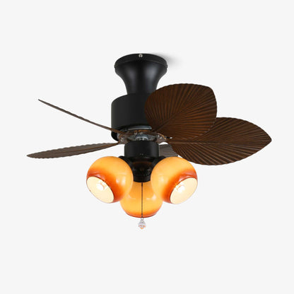 Plafondventilator met Verlichting Vintage Houtlook – Afmetingen Ø80×30 cm Scandinavisch Design voor Woonkamer Slaapkamer Natuurlijk Interieur