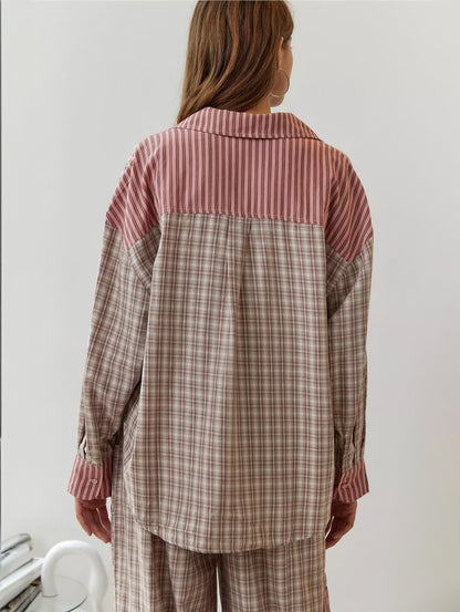 Geruite Pyjamaset Casual Losse Pasvorm