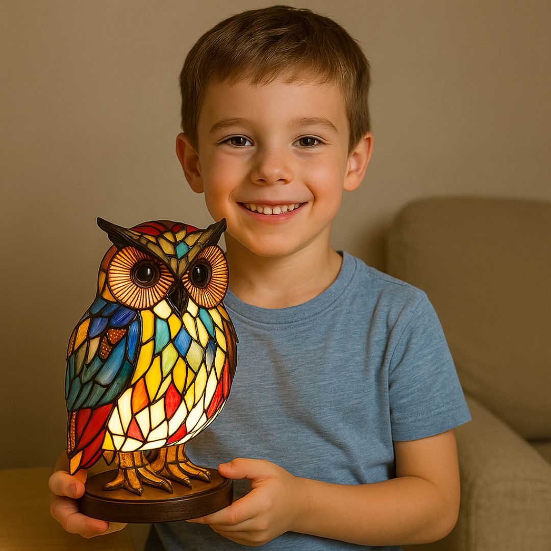 Handgemaakte Uilenlamp met Zacht Warm Licht voor Sfeervolle Verlichting