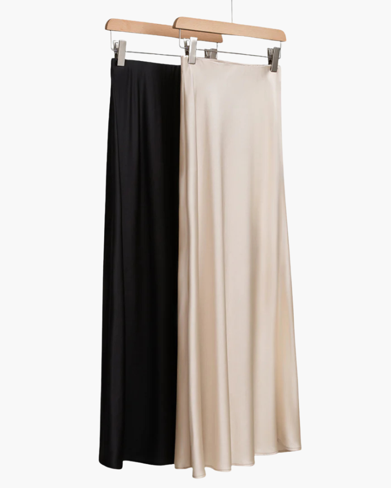 Midi Jurk Satijn Rok Vloeiend Luxe Stijl