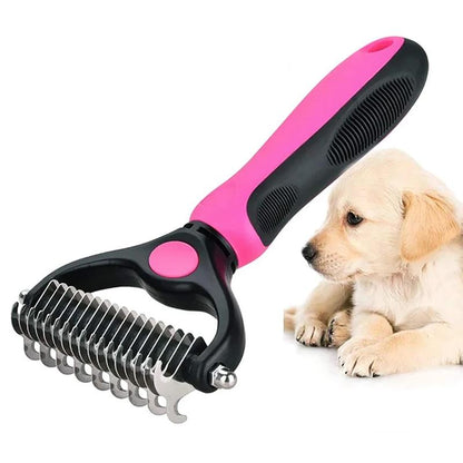 Professionele Vachtborstel voor Honden en Katten - RVS Tanden - Zachte Grip - Ontwarrend Onthaart Massagewerking