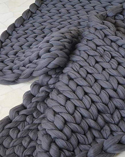 Handgebreid Chunky Plaid – Dik Gebreide Deken in Zachte Chenille voor Bank en Bed