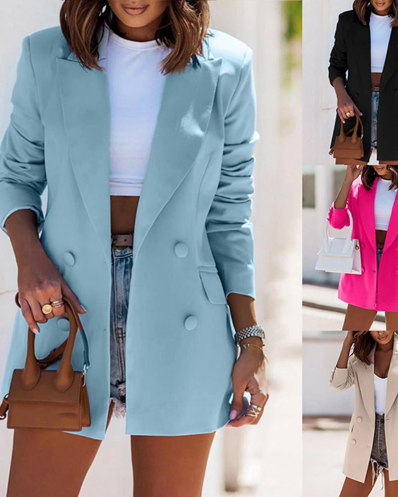 Dames Blazer Dubbele Knopsluiting Elegante Stijl