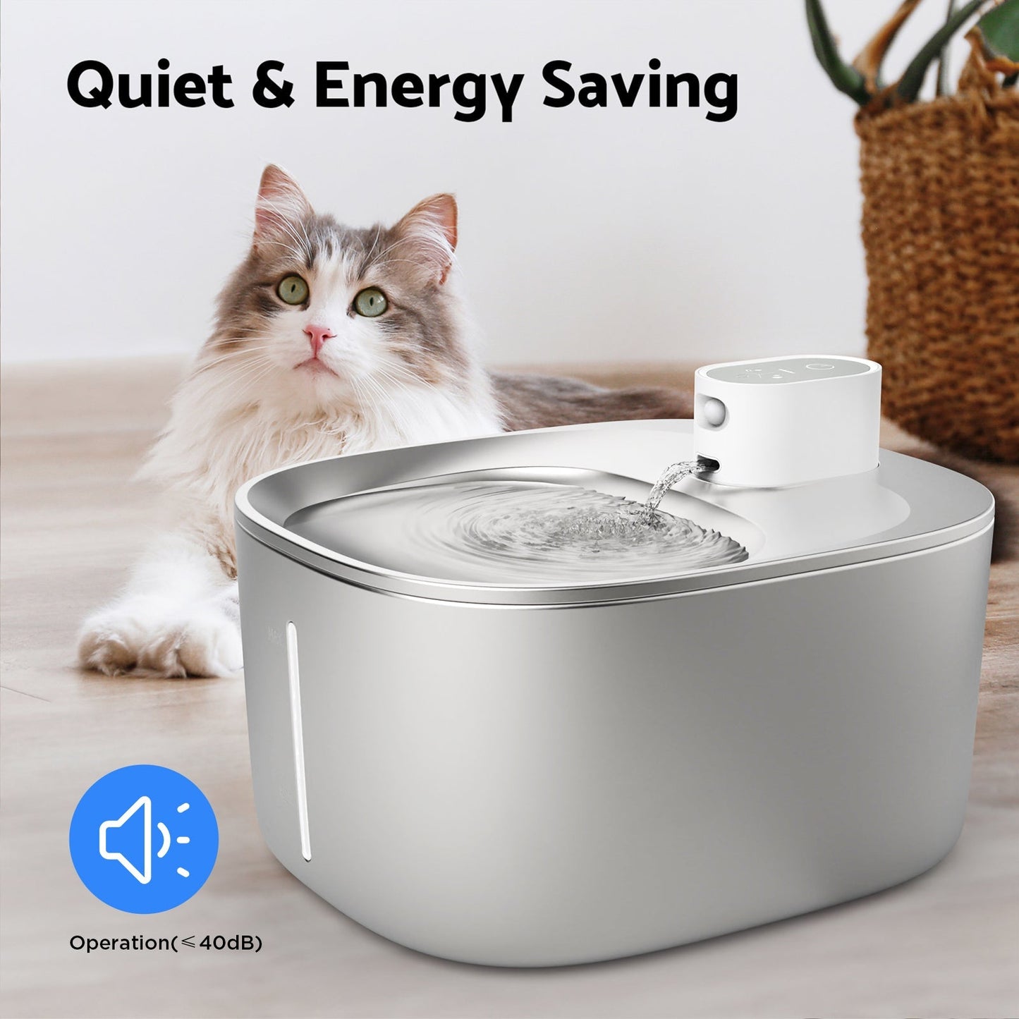 Slimme RVS Drinkfontein voor Katten en Kleine Honden 4L – Draadloos met Filter en Stil Waterpomp