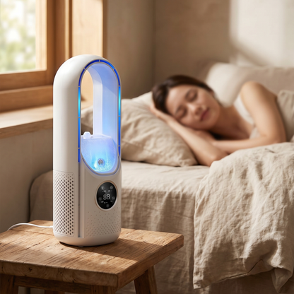 Draagbare Stil Aircooler zonder Bladeren USB – Compacte Tafelventilator voor Thuis & Kantoor – 6 Snelheden – Watertank 100ml