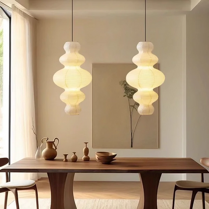 Meerlagig rijstpapier hanglamp Ø45 cm wit eetkamer woonkamer Japandi verlichting soft light design