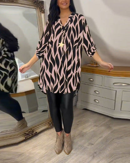 Vrouw Blouse met Abstracte Print LOSSE FIT