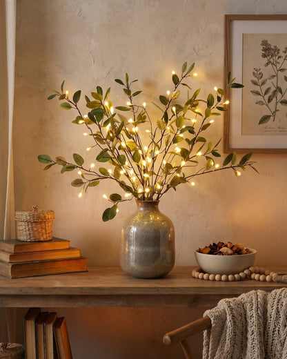 Decoratieve LED Verlichtingstak met Natuurlijke Bloesemvorm 70cm – Flexibele Sfeerverlichting voor Vazen en Schoorsteenmantels