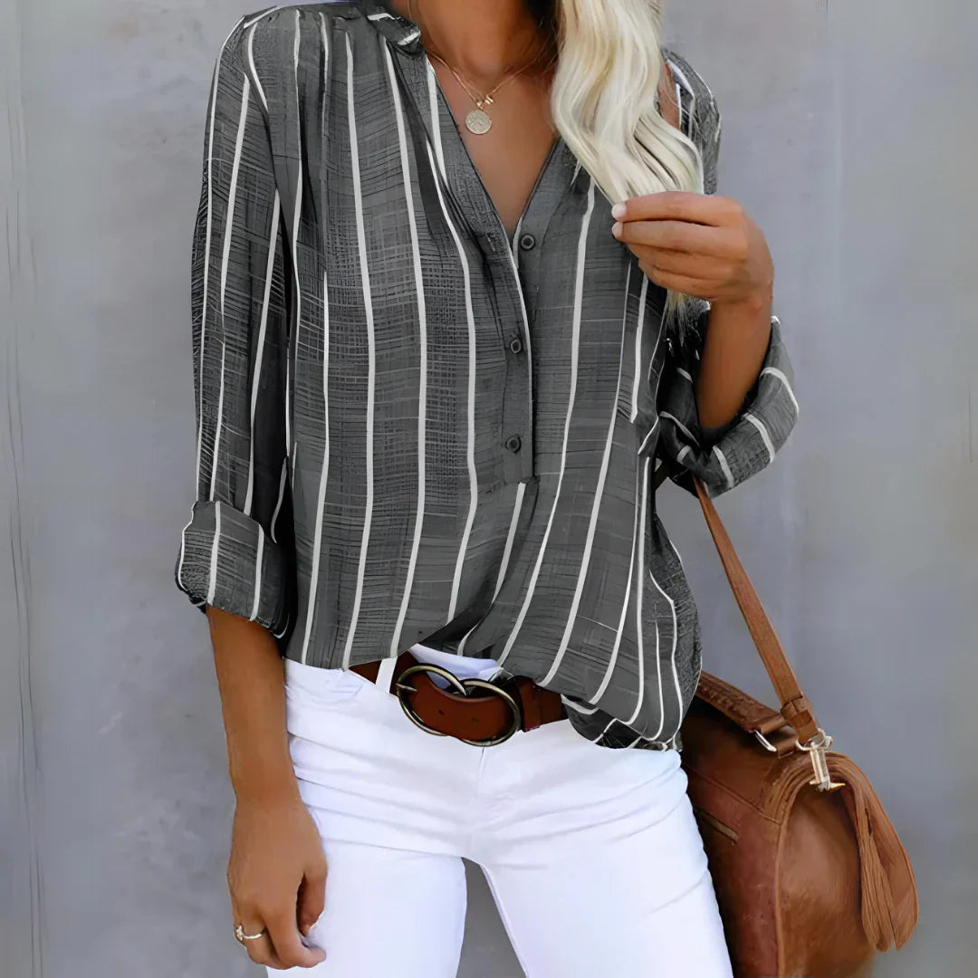 Dames Blouse Korte Mouw Gestreept Zomerjurk Stijl