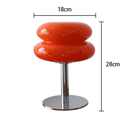 Venice Macaron Paddenstoel Tafellamp – Design Glazen Koepel met IJzeren Voet – Decoratieve Verlichting voor Slaapkamer Woonkamer – Ø18×28cm