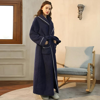 Sherpa Coral Fleece Badjas met Shawlkraag Unisex Loungewear Comfortabel Huis Huispak Zachte Fleece Ochtendjas