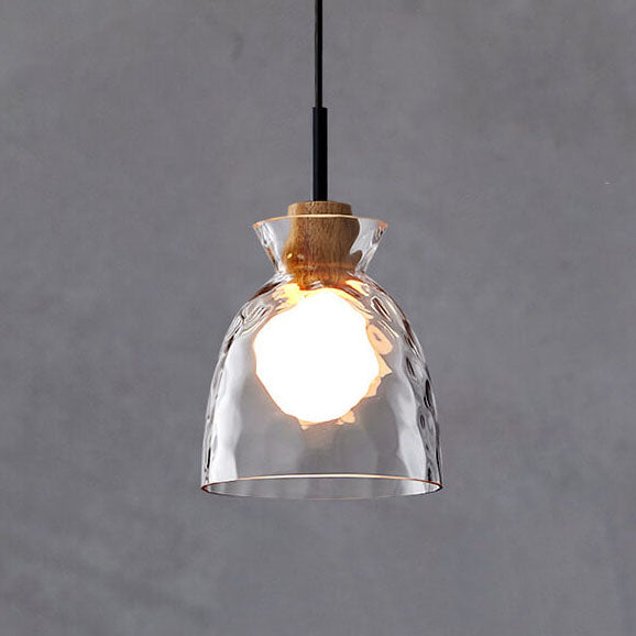 Hanglamp Glas Hout Transparant E26 Woonkamer Slaapkamer Eetkamer Pendellamp Glazen Kap Bell Cone Bowl Industrieel Retro