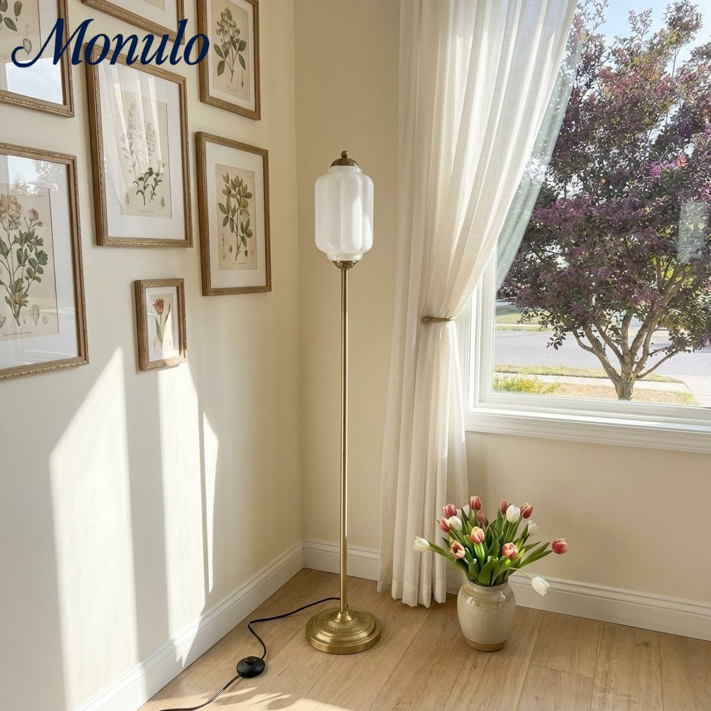 Decoratieve Glazen Pompoen Vloerlamp Retro Organische Stijl Woonkamer Staande Lamp